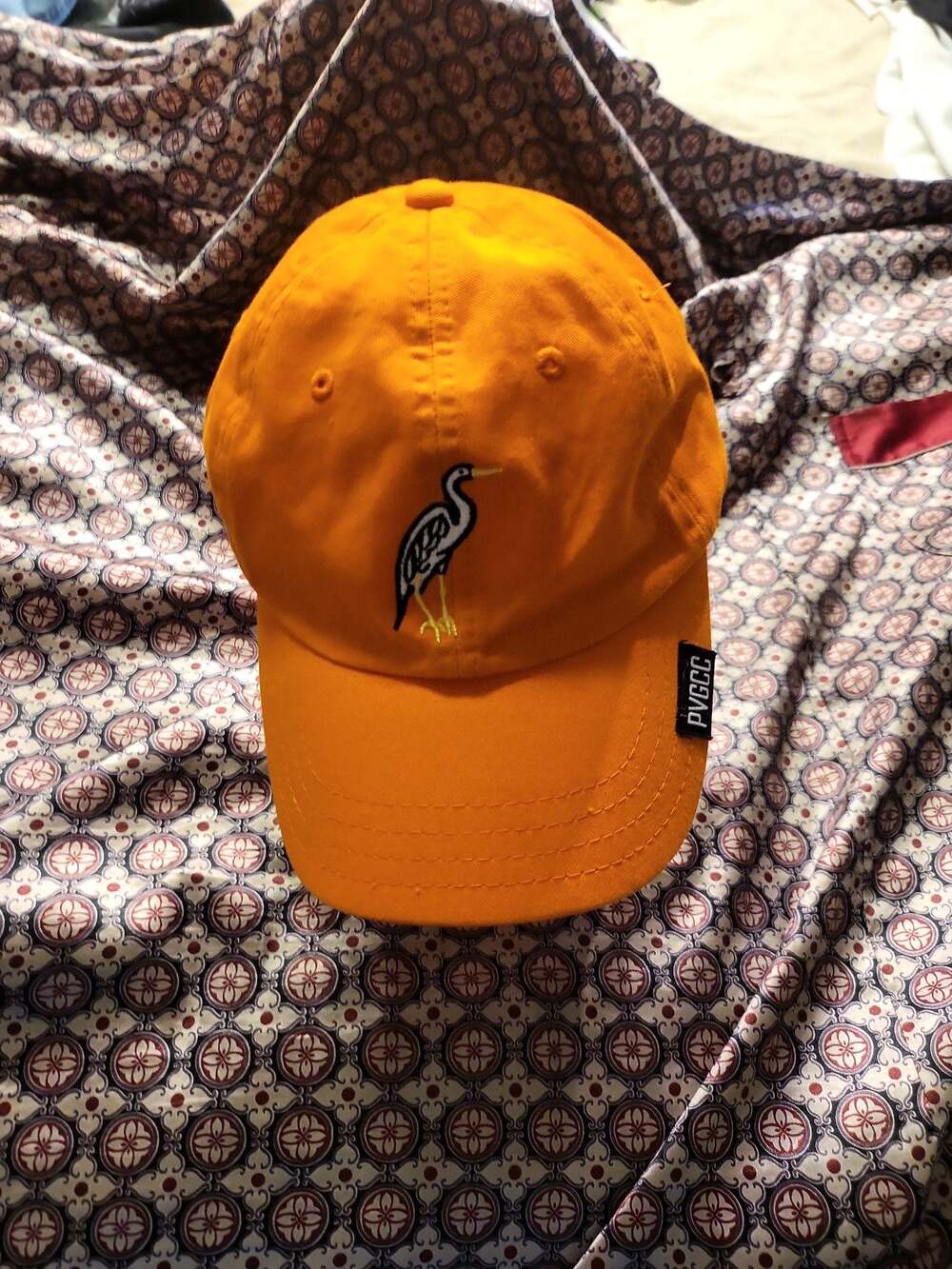 PVGCC Heron Embroidered Orange Pukka Headwear Baseball Dad Hat